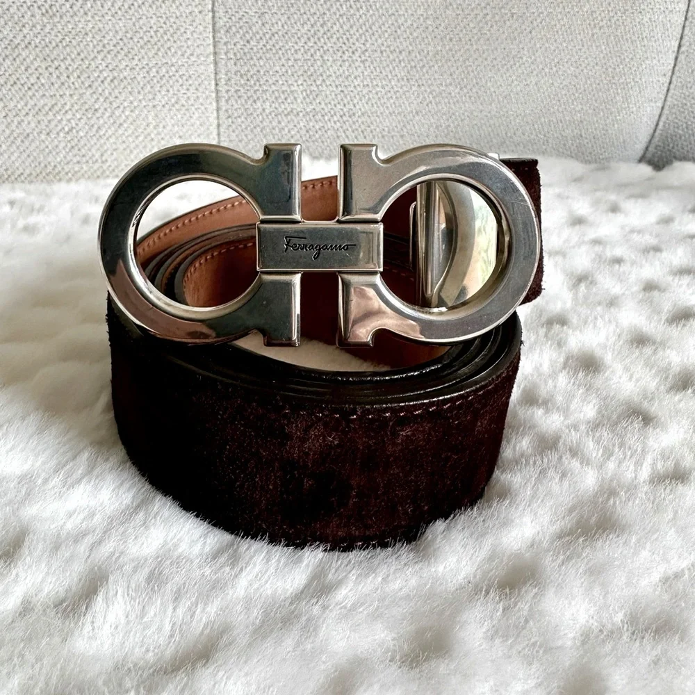Salvatore Ferragamo Gancini Belt Chocolate Brown
